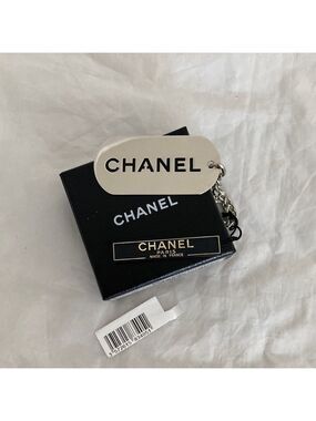 Chanel Vintage Logo ID Dog Tag Charm
